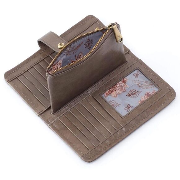 HOBO | Women's Torch Vintage Leather Folio Wallet Taupe "Shadow" Card Slots - Picture 1 of 10
